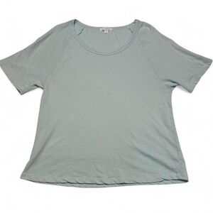 James Perse T-Shirt Sz 2 Boxy Fit French Terry Light Blue Casual Tee USA Made